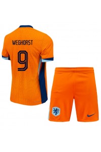 Nederland Wout Weghorst #9 Babytruitje Thuis tenue Kind EK 2024 Korte Mouw (+ Korte broeken)